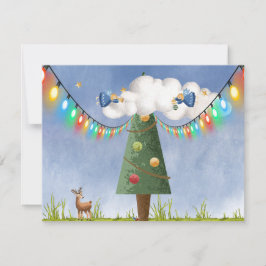 Änglar på höga dekorerade träd Anpassningsbar text Julkort