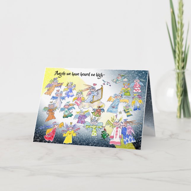 Änglar på högkort Helgdag Kort (Framsida)