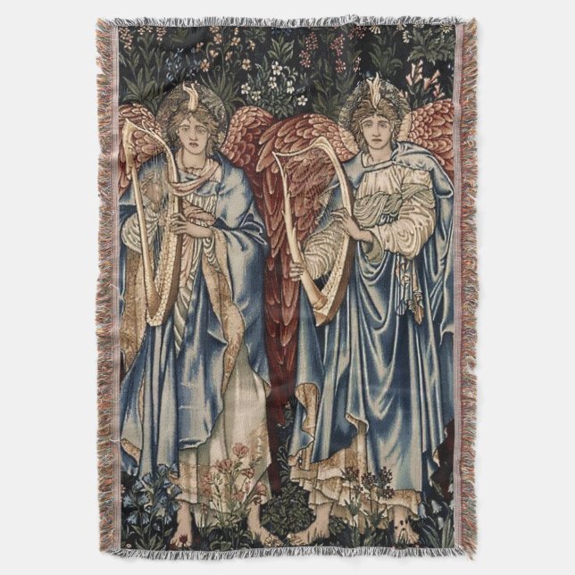 "Änglar Pising" av Edward Burne-Jones Filt (Framsidan Vertikal)