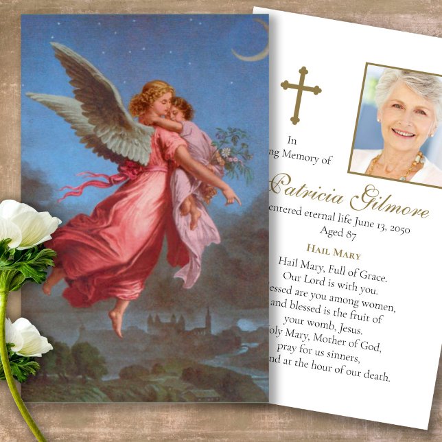 Änglar Prayer Sympathy Cards Visitkort (catholic, religious, celebration of life, in loving memory of, prayer cards for bereavement)