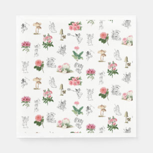Änglar Rosa Blommor & Svamp Ängla Mönster Pappersservett