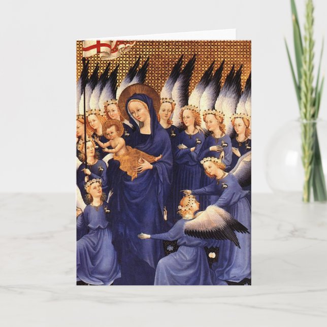 Änglar runt om oskulden & barnet - Wilton Diptych Helgkort (Framsida)