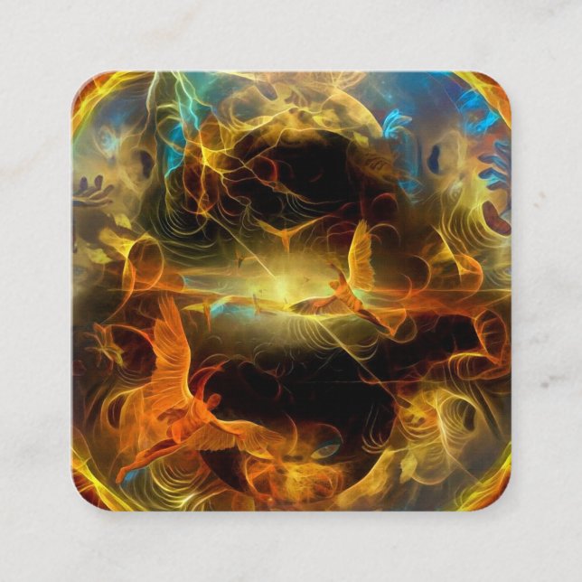 Änglar ska kom fyrkantigt visitkort (Framsida)