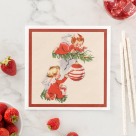 Änglar som dekorerar Julgran Pappersservett