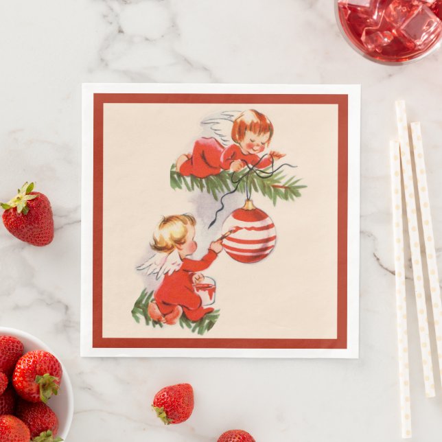 Änglar som dekorerar Julgran Pappersservett (Insitu)