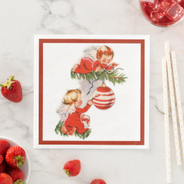 Änglar som dekorerar Julgran Pappersservett