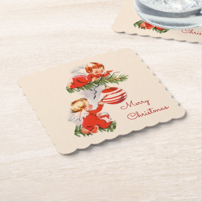 Änglar som dekorerar Julgran Underlägg Papper (Vinklad)