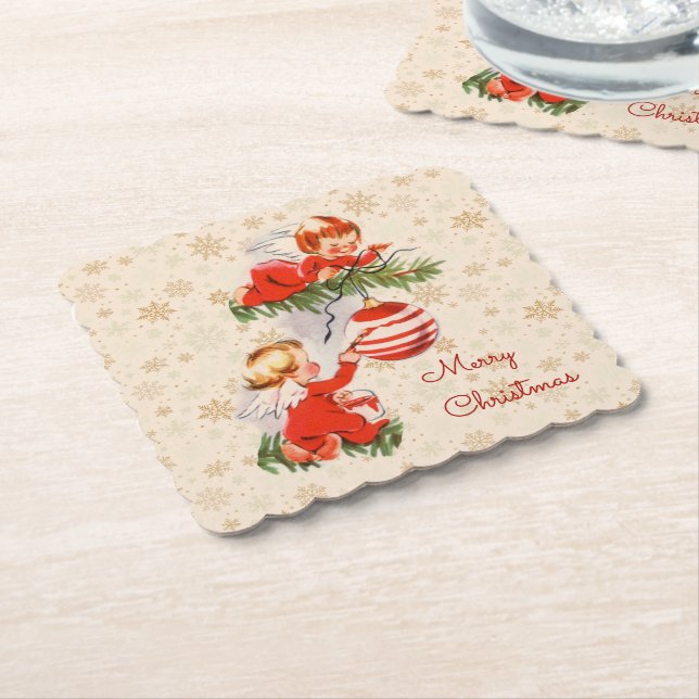 Änglar som dekorerar Julgran Underlägg Papper (Vinklad)