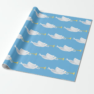 Änglar som flyger med gyllene trumpeter Christian Presentpapper