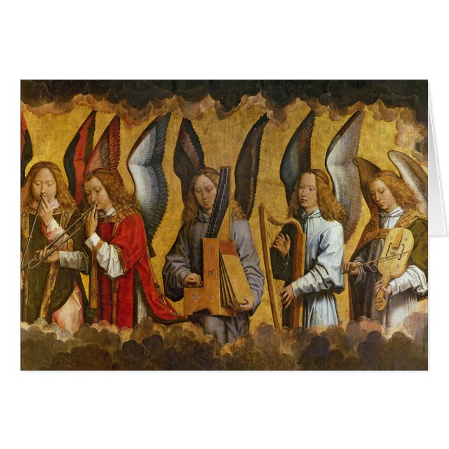 Änglar som leker musikal, instrumenterar hälsningskort (Framsidan Horizontal)