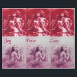 ÄNGLAR SPELAR LYRA ÖVER Rosans NEDLAGDA Jul Presentpapper<br><div class="desc">Fred,  Kärlek, Joy.Konstnärlig och klassisk vattenfärgsmålning i vit sepia, brunt färg,  omformad från 18:e århundradets italienska bra art</div>