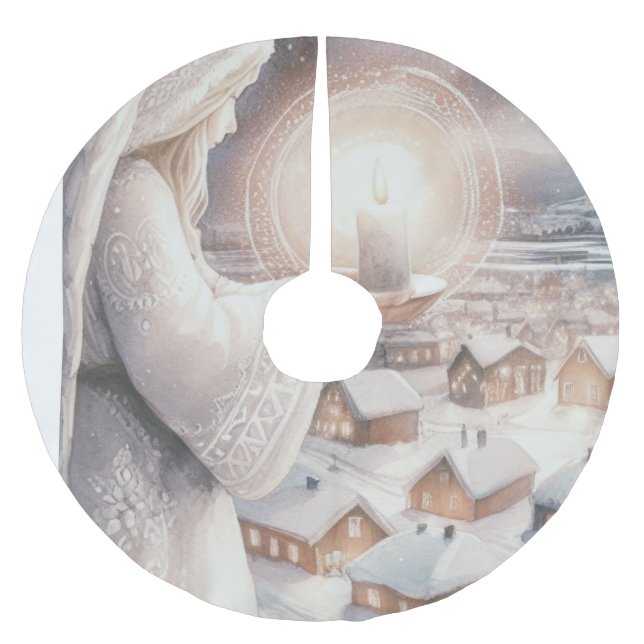 Änglar vakta över dig julgransmatta borstad polyester (Framsidan)