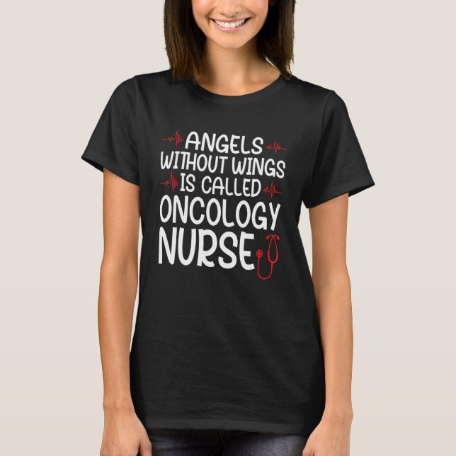 änglar vingar onkologi sjuksköterskesjuksköterskor t shirt (Framsida)