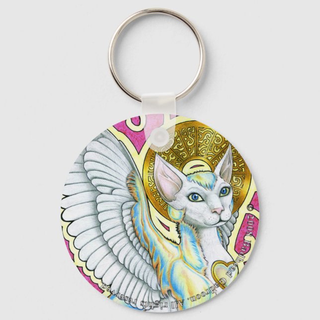 Änglar Walk on 4 Tass Round Keychain Nyckelring (Framsida)