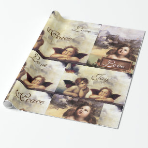 ÄNGLAR /Winged Cherubs CHRISTMAS JOY PEACE KÄRLEK Presentpapper