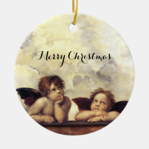 ÄNGLAR / Winged Cherubs ,Clouds Raffaello Sanzio Julgransprydnad Keramik