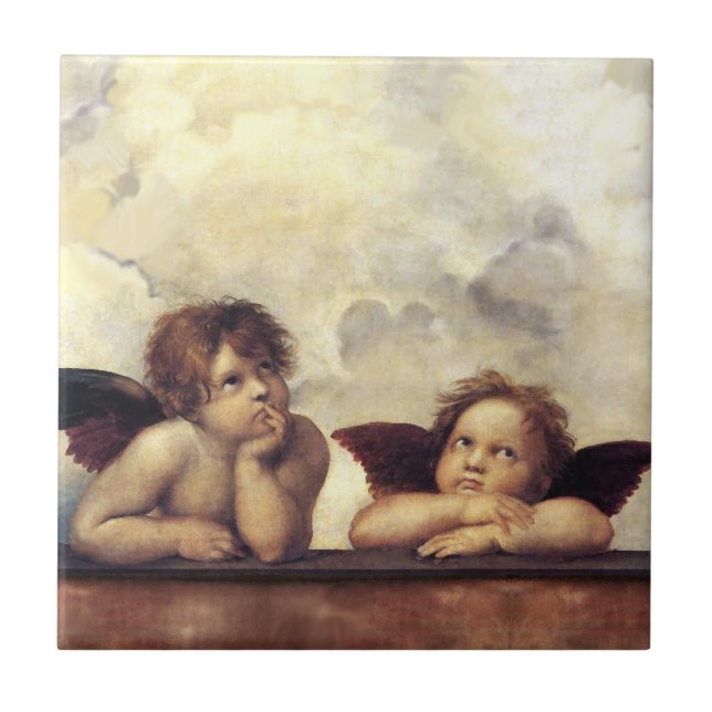 ÄNGLAR/Winged Cherubs, Clouds, Raffaello Sanzio Kakelplatta (Framsidan)
