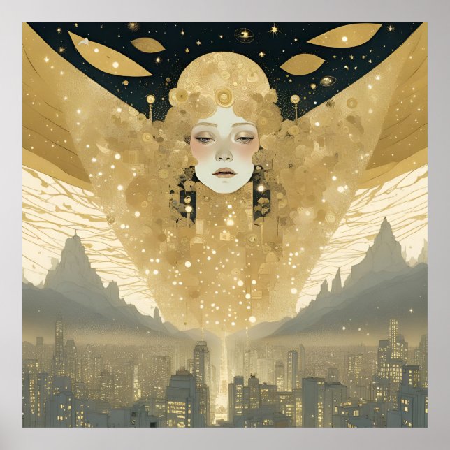 Änglar Woman i Guld Poster (Framsidan)