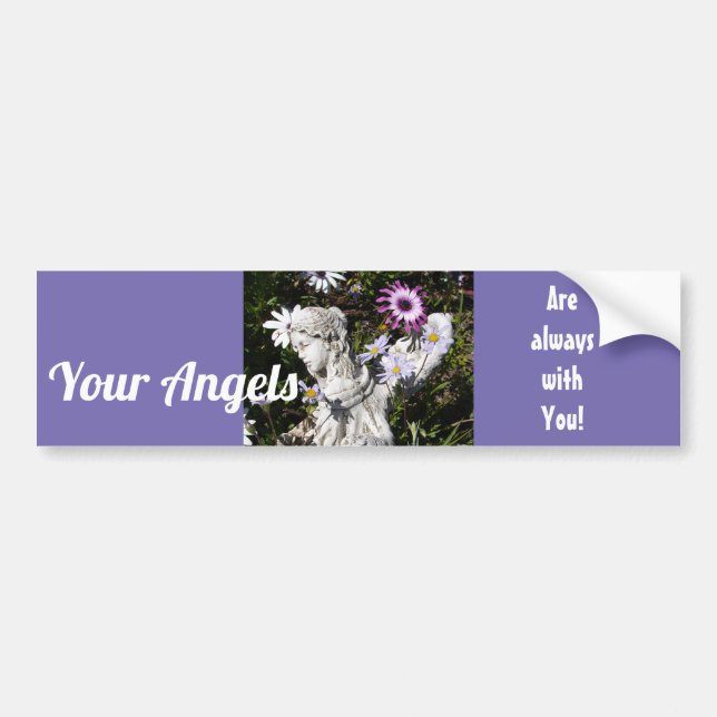 Änglarna är alltid med dig Blommigt Angel Bildekal (Framsidan)