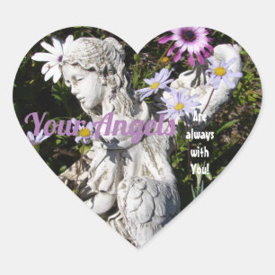 Änglarna är alltid med dig Blommigt Angel Hjärtformat Klistermärke