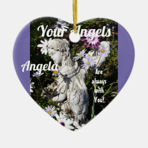 Änglarna är alltid med dig Blommigt Angel Julgransprydnad Keramik