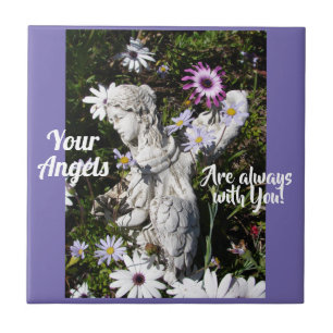 Änglarna är alltid med dig Blommigt Angel Kakelplatta