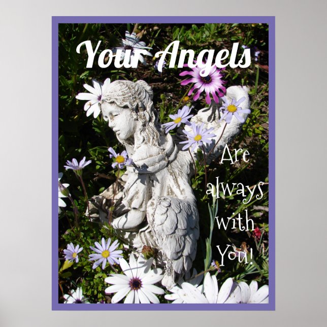 Änglarna är alltid med dig Blommigt Angel Poster (Framsidan)