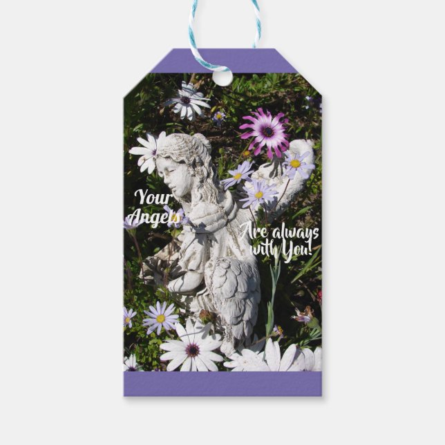Änglarna är alltid med dig Blommigt Angel Presentetikett (Framsidan)
