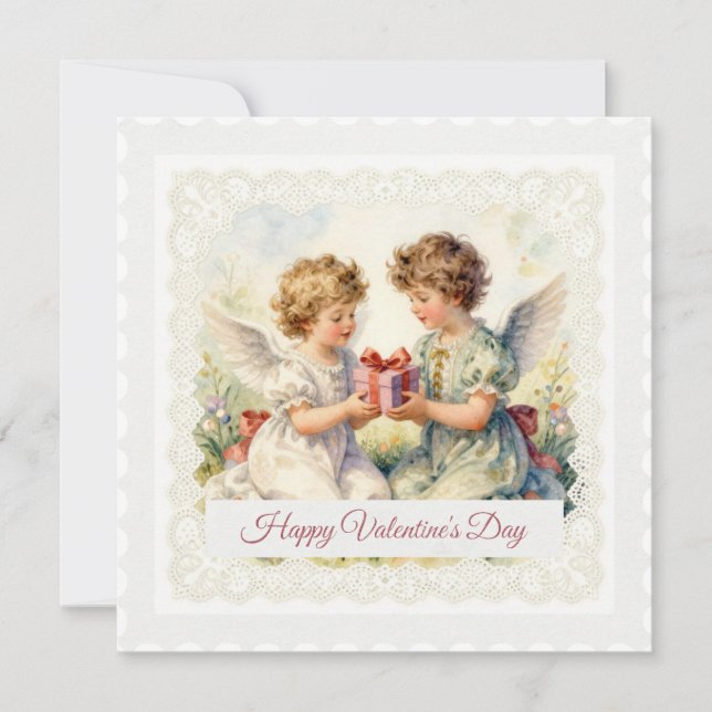 Änglars Gåva – Valentine’s Day i victoriansk stil Julkort (Framsida)