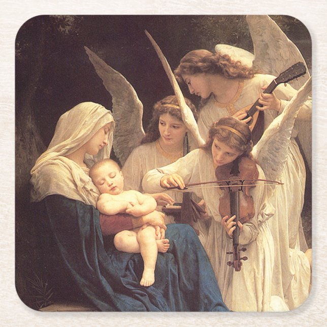 ÄnglarSerenade Mary och Jesus Underlägg Papper Kvadrat (Framsidan)