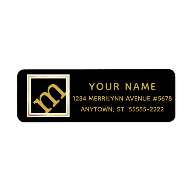 Anglat monogram i EDITABLE FÄRG Returadress Etikett (Framsidan)