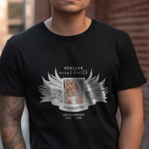 Änglaveingar Foto Kärleksfull Minne Begravning/Min T Shirt