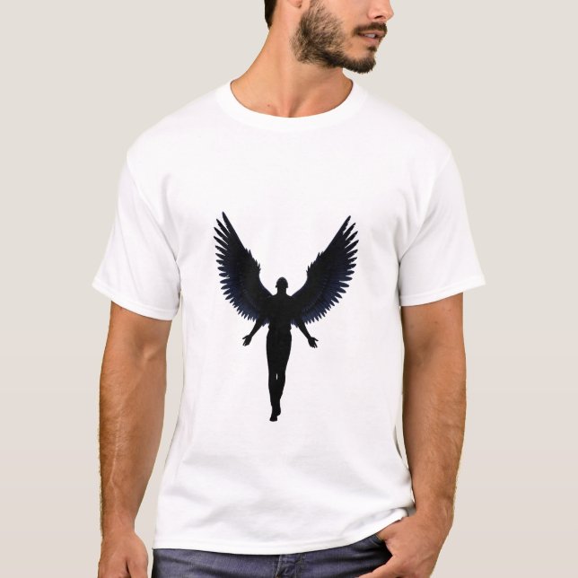Änglaveings Siluett T-Shirt – Mörk Minimalistisk (Framsida)