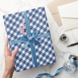 Angled Blue och White Gingham Presentpapper
