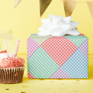 Angled Gingham Patchwork Presentpapper