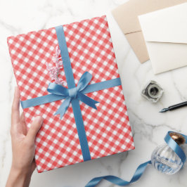 Angled Red and White Gingham Presentpapper