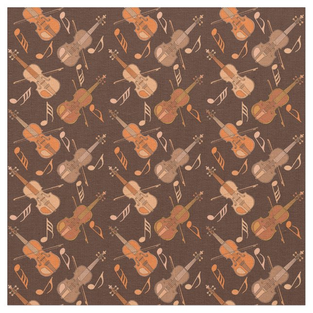 Angled Violins Musik noter Brown Tyg (Närbild)