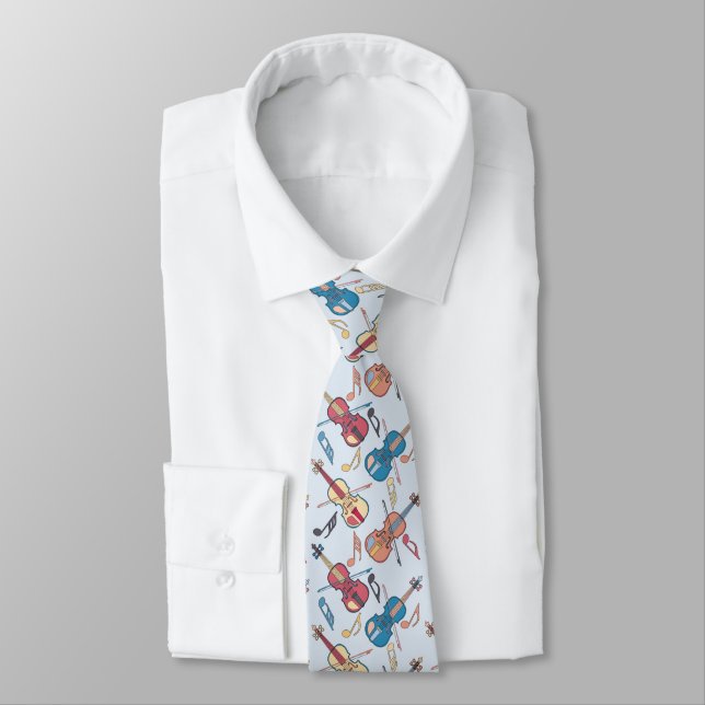 Angled Violins Musik noter Neck Tie Slips (Bunden)