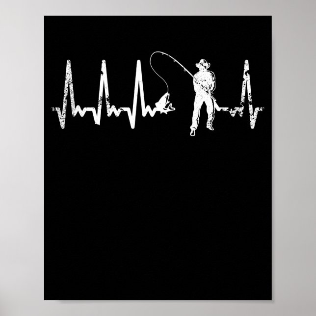 Angler hjärtslag Fiskarpuls (EKG-gåva) Poster (Framsidan)