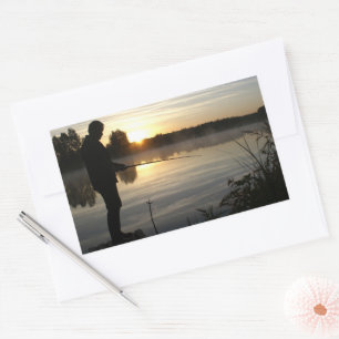 Angler-morgon Rektangulärt Klistermärke