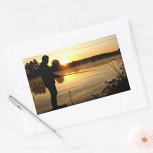 Angler-morgon Rektangulärt Klistermärke