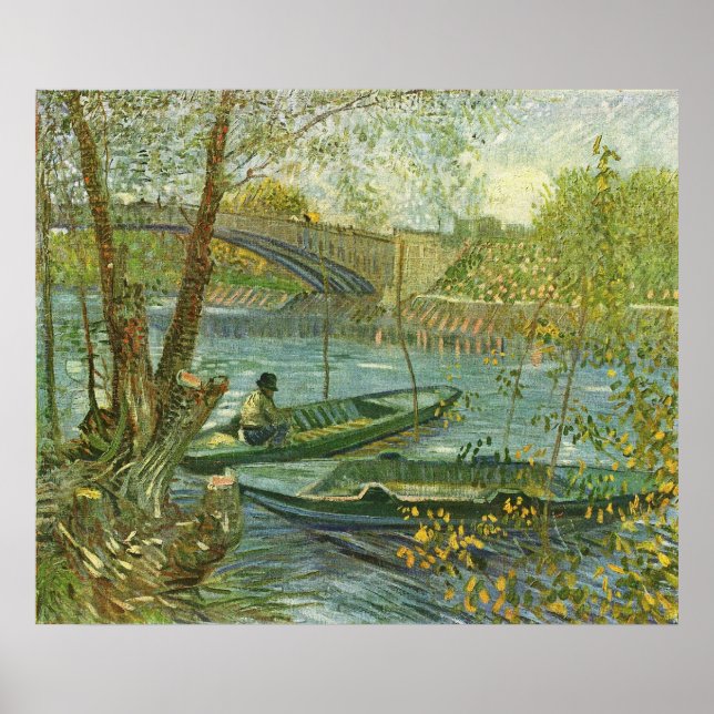 Angler och båt vid Pont de Clichy av van Gogh Poster (Framsidan)