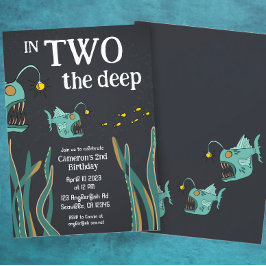 Anglerfish Deep Sea Second Birthday Inbjudningar