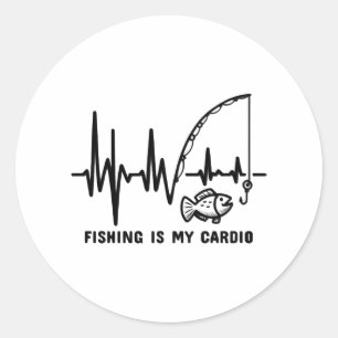 Anglers puls - Fiske är min Cardio Tee Runt Klistermärke