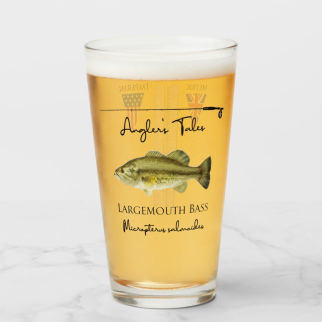 Anglers Tales Pint Glass - Largemouth Bass Glaskopp (Framsida fylld)