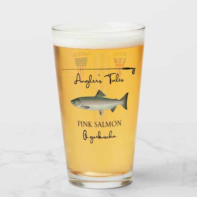 Anglers Tales, Pint Glassware, PNK SALMON Glaskopp (Framsida fylld)