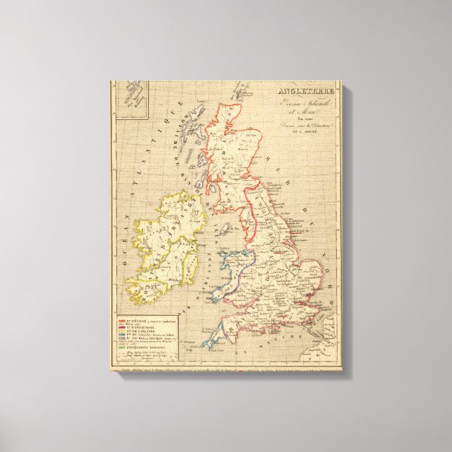 Angleterre, Ecosse, Irlande et Man en 1100 Canvastryck (Framsida)