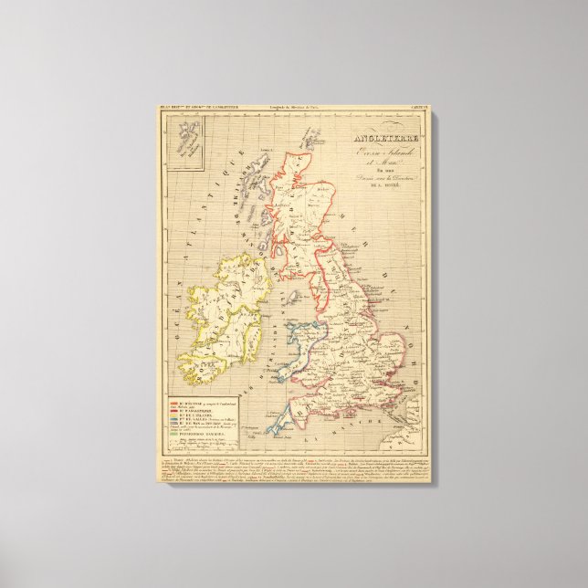 Angleterre, Ecosse, Irlande et Man en 1100 Canvastryck (Framsida)