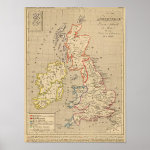 Angleterre, Ecosse, Irlande et manen 1100 Poster