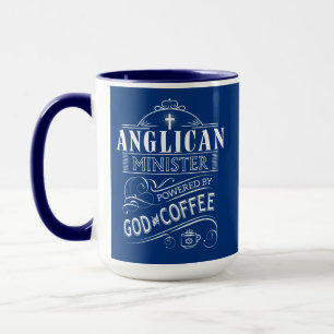 Anglicanminister som drivas av guden och kaffe mugg
